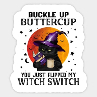 Cat Halloween Witch Sticker